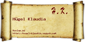 Hügel Klaudia névjegykártya